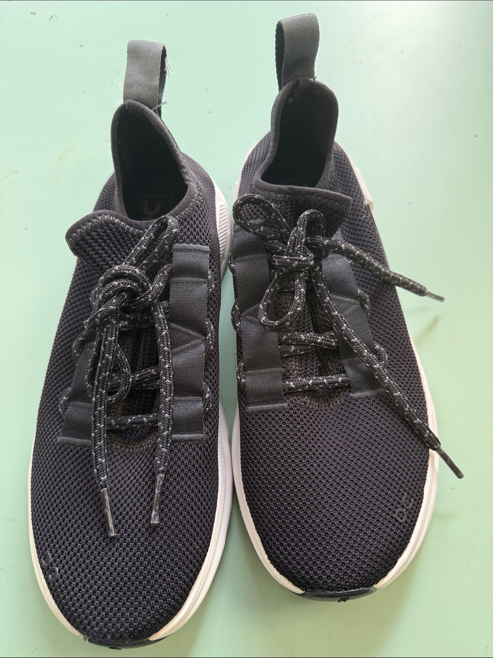 Women's Black Knit Slip-On Sneakers with Reflective Laces